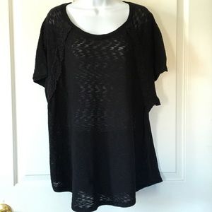 Black Stretch Semi Sheer Eyeshadow Top 2X